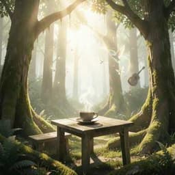 Forest Cafe Nature Lofi - Sunlight Through Trees